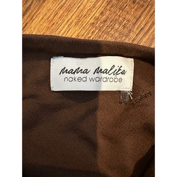 Naked Wardrobe Women's Square Neck Bodysuit Brown Size Small Minimalist Style - Picture 3 of 6